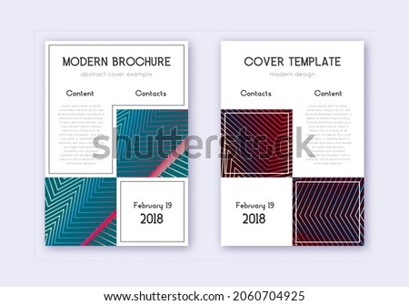 Business cover design template set. Red white blue abstract lines on dark background. Astonishing cover design. Terrific catalog, poster, book template etc.