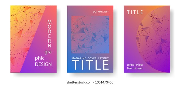 Business cover layout design. Global network connection tech grid. Interlinked nodes, molecular or  big data cloud structure concept. Network nodes information technology cover.
