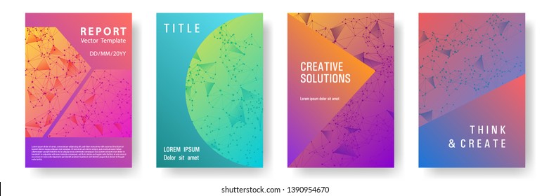 Business cover layout design. Global network connection illustration. Interlinked nodes, molecular or  big data cloud structure concept. Information technology concept cover.