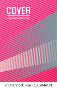 Business cover page layout vector template in pink grey colors. Modern halftone gradient texture geometric shapes cover background.