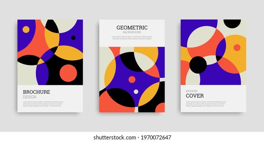 Business cover set. Collection of A4 vertical brochures. Abstract geometric background. Template design in flat style. Vector illustration. Design poster, cover, wallpaper, notebook, catalog.