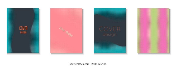 Business Cover Set. Color Art With Memphis Elements. Linear Shapes For Brand Folder. Abstract Flyer. Minimalist Party Texture. Geometric Music Template. Trendy Business Cover