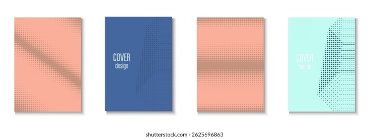 Business Cover Set. Cool Circles In Minimal Layout. Flat Invitation With Geometric Frame. Book Flyer. Minimalist Music Background. Geometric Halftone Texture. Trendy Business Cover