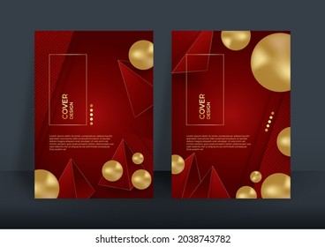Business cover template design with modern luxury golden elements. Vector illustration for presentation design with elegant geometric shapes decoration