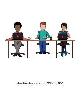 Business coworkers with laptop