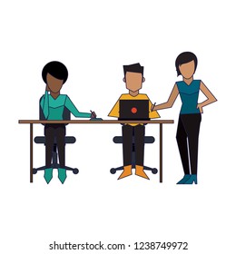 Business coworkers with laptop