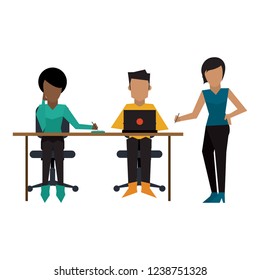 Business coworkers with laptop