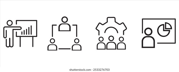 Business Coworkers talking and working at the computers vector icons