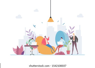 Business Coworking Space Vector Illustration Concept Showing a group of people working in a coworking space 