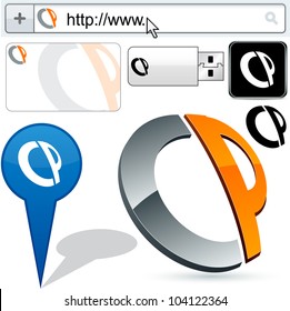 Business CP vector abstract signs represented in different usages.