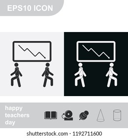 Business crack graph flat black and white vector icon.