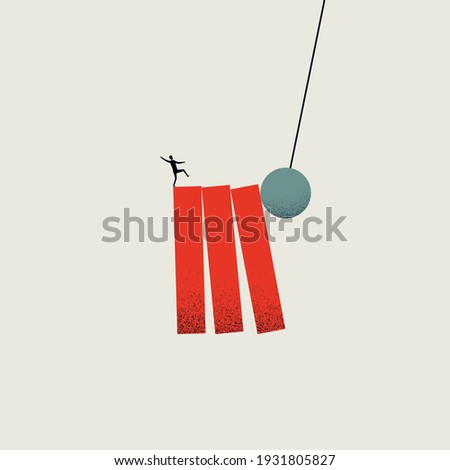 Business crash, disaster vector concept. Symbol of fall, recession, danger and risk. Minimal art illustration. Eps10 design.