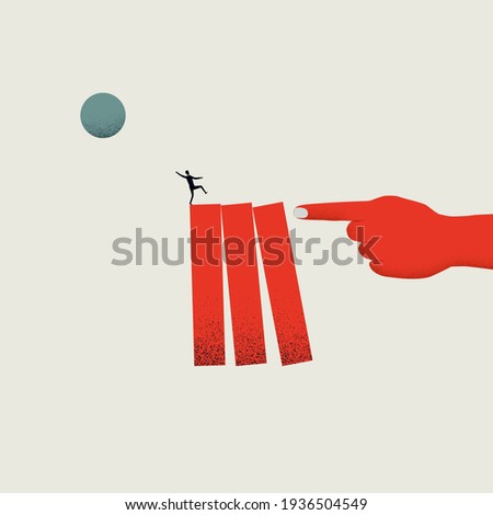 Business crash, disaster vector concept. Symbol of fall, recession, danger and risk. Minimal art illustration. Eps10 design.