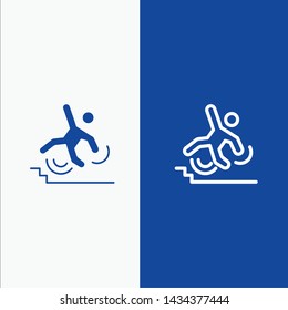 Business, Crash, Failed, Failure, Fall Line and Glyph Solid icon Blue banner Line and Glyph Solid icon Blue banner