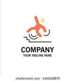 Business, Crash, Failed, Failure, Fall Business Logo Template. Flat Color. Vector Icon Template background