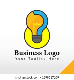 Business Creative agency Logo Template with bulb and question mark icon