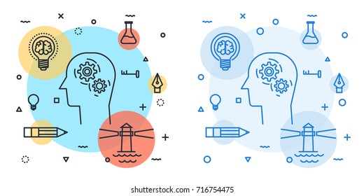 Business creative avatar icon suitable for info graphics. Business creative concept with line icons set.