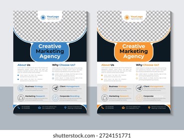 Plantilla de diseño de volantes creativos de negocios, marketing, informe anual, diseño, ilustrador de Vector