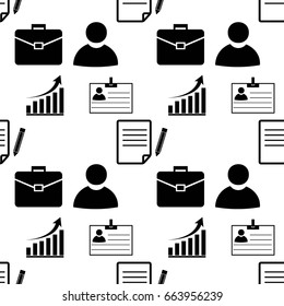 Business Creative Icon Collection. Seamless pattern. Background for textile printing and wrapping paper. Vector illustration