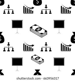 Business Creative Icon Collection. Seamless pattern. Background for textile printing and wrapping paper. Vector illustration