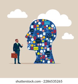 Business and creative idea, brainstorm concept. Flat vector illustration