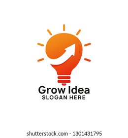 business creative idea logo design template with chart and arrow illustration. bulb icon symbol designs