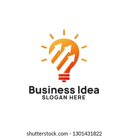 business creative idea logo design template with chart and arrow illustration. bulb icon symbol designs