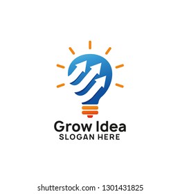 business creative idea logo design template with chart and arrow illustration. bulb icon symbol designs