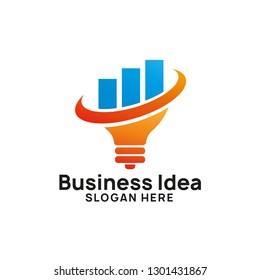 business creative idea logo design template with chart and arrow illustration. bulb icon symbol designs