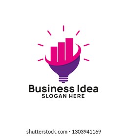 business creative idea logo design template with chart and arrow illustration. bulb icon symbol designs