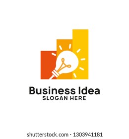 business creative idea logo design template with chart and arrow illustration. bulb icon symbol designs