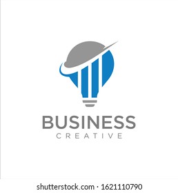 Business creative idea logo design. Bulb with chart and arrow logo design. Design element chart with the arrow logo. Business finance design concept template