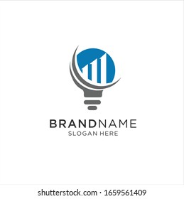 Business creative idea logo design. Bulb with chart and arrow logo design. Design element chart with the arrow logo. Business finance design concept template