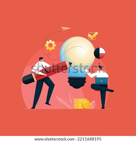 Business Creative Idea Sharing with Team illustration, Sharing Innovative concept and Brainstorming vector