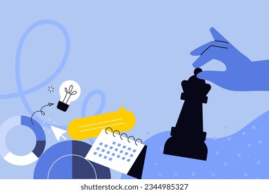 Business creative illustration. Vector concept of business strategy, startup, project development, management. Illustration for web banner, social media, business presentation, marketing material. 