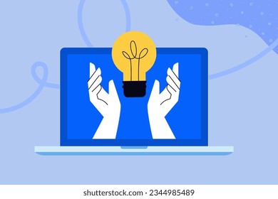 Business creative illustration. Vector concept of Internet business, startup, big idea, online earning. Illustration for web banner, social media, business presentation, marketing material. 