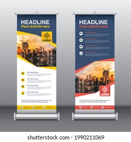 Business creative modern roll up banner vector template design. abstract geometric gradient background, flyers, brochures, presentations, exhibition stand, advertising. vector editable illustration.