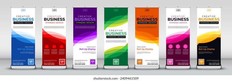 Business creative modern Roll Up banner or Standee Template for flyer, presentation, leaflet, j flag, x stand, x banner, exhibition display