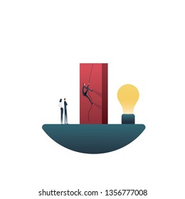 Business creative process and team brainstorming vector concept. Symbol of innovation, new ideas, ambition and motivation. Eps10 vector illustration.