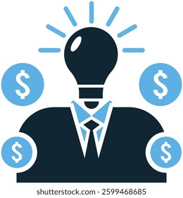 business creativity icon vector symbolizing innovation, ideas, and problem-solving. Ideal for startups, corporate, and marketing designs.