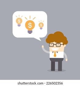 business creativity profit concept of man talk about his plan to make profit