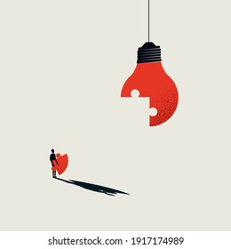 Business creativity vector concept. Finishing lightbulb with jigsaw puzzle. Symbol of inspiration, creative thinking. Eps10 illustration. - Shutterstock ID 1917174989