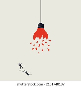 Business creativity vector concept, light bulb explosion. Symbol of creative idea, brainstorming. Minimal design eps10 illustration