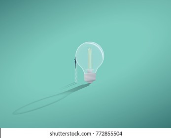 Business creativity vector symbol with businessman standing next to lightbulb. Eps10 vector illustration.