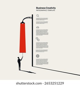 Vertical de creatividad empresarial Plantilla de infografía con ilustración mínima . Editable eps10 Vector.