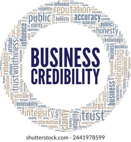 Business Credibility word cloud conceptual design isolated on white background.