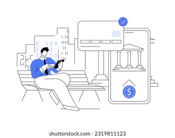 Business credit card abstract concept vector illustration. Businessman with credit card, financial services, commercial bank, corporate banking industry, checking account abstract metaphor.