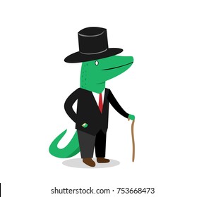 Business crocodile in suit, vector cartoon character