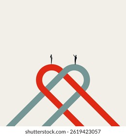 Business crossing path and opportunity vector concept. Symbol of meeting, choice. Minimal design eps10 illustration.
