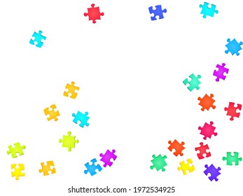Business crux jigsaw puzzle rainbow colors parts vector illustration  Group puzzle pieces isolated white  Challenge abstract concept  Game   play symbols 